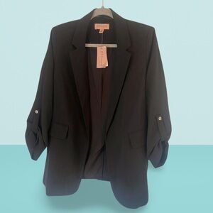 Philosophy M open front black suit jacket with silver snap detail NWT